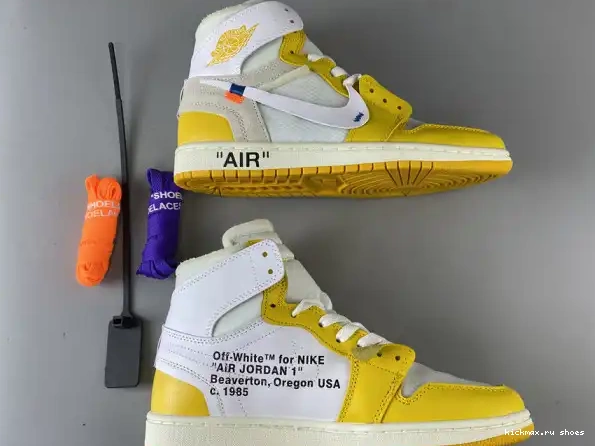 Cheap Kickmax AQ0818-149 Off-White Air 1 Powder NRG x Yellow-Cone White Dark Jordan 0220