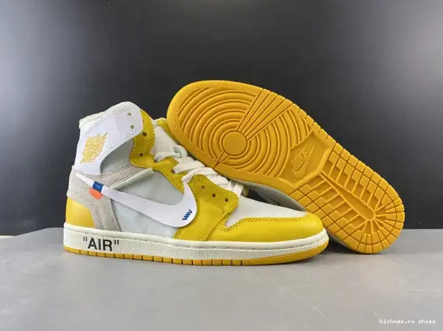 Cheap Kickmax AQ0818-149 Off-White Air 1 Powder NRG x Yellow-Cone White Dark Jordan 0220