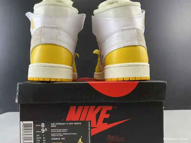 Cheap Kickmax AQ0818-149 Off-White Air 1 Powder NRG x Yellow-Cone White Dark Jordan 0220