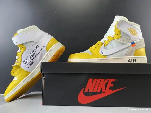 Cheap Kickmax AQ0818-149 Off-White Air 1 Powder NRG x Yellow-Cone White Dark Jordan 0220