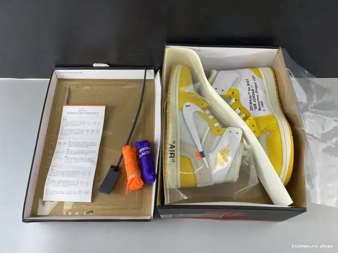 Cheap Kickmax AQ0818-149 Off-White Air 1 Powder NRG x Yellow-Cone White Dark Jordan 0220